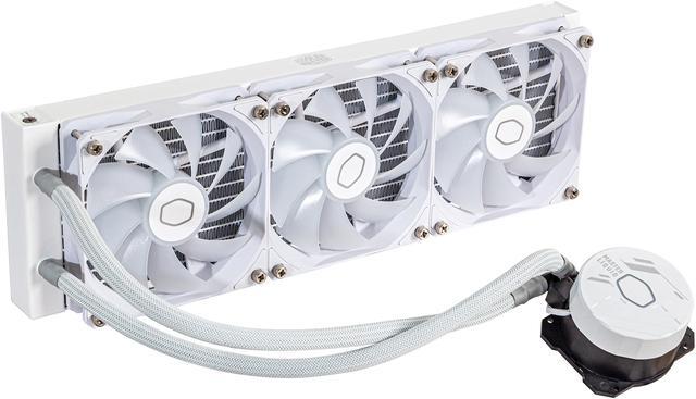 Alt view image 12 of 13 - Cooler Master MasterLiquid 360L Core White 360mm Close-Loop AIO Liquid Cooler, ARGB Sync, Gen S Coldplate Pump, 120mm PWM, CryoFuze 14W/Mk, AMD Ryzen AM5/AM4, Intel LGA 1851/1700 (MLW-D36M-A18PZ-RW)