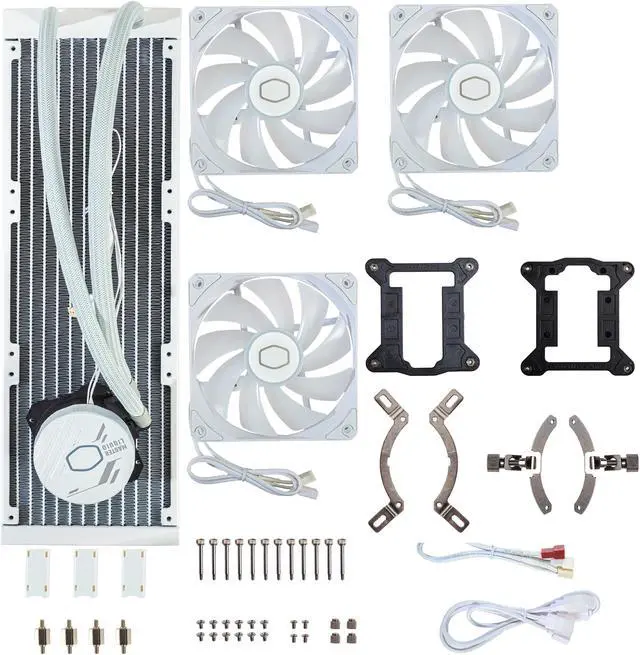 Alt view image 13 of 13 - Cooler Master MasterLiquid 360L Core White 360mm Close-Loop AIO Liquid Cooler, ARGB Sync, Gen S Coldplate Pump, 120mm PWM, CryoFuze 14W/Mk, AMD Ryzen AM5/AM4, Intel LGA 1851/1700 (MLW-D36M-A18PZ-RW)
