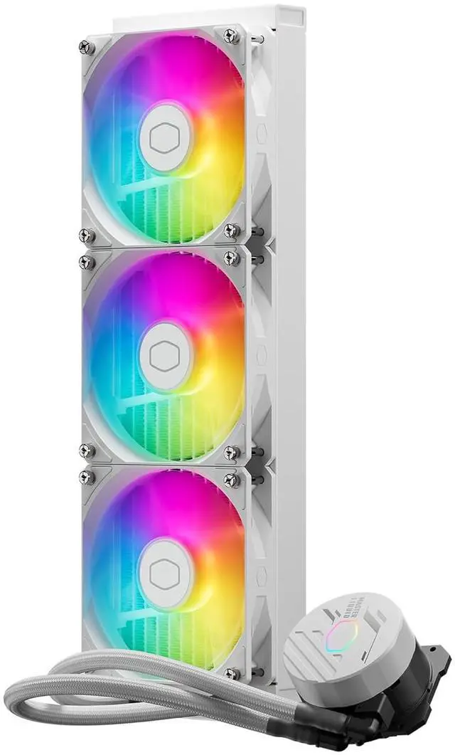 Alt view image 10 of 12 - Cooler Master 360L Core White Close-Loop AIO Liquid Cooler, Ryzen 9|intel 9 Gen S Dual Chamber Pump, Quiet 120mm PWM Fan, Customize aRGB Lighting, 360 Radiator, AMD AM5|4, Intel LGA 1851|1700 Platform
