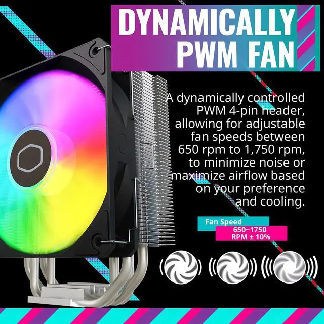 Alt view image 11 of 16 - Cooler Master Hyper 212 Spectrum V3 CPU Air Cooler, ARGB Sync, 120mm PWM Fan, 4 Copper Direct Contact Heat Pipes, 152mm Tall, Brackets AMD Ryzen AM5/AM4, Intel LGA 1851/1700/1200 (RR-S4NA-17PA-R1)