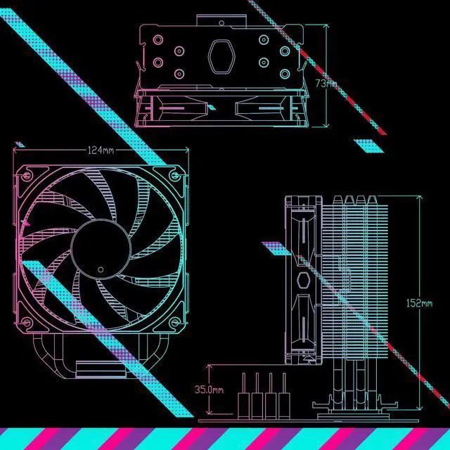 Alt view image 12 of 16 - Cooler Master Hyper 212 Spectrum V3 CPU Air Cooler, ARGB Sync, 120mm PWM Fan, 4 Copper Direct Contact Heat Pipes, 152mm Tall, Brackets AMD Ryzen AM5/AM4, Intel LGA 1851/1700/1200 (RR-S4NA-17PA-R1)