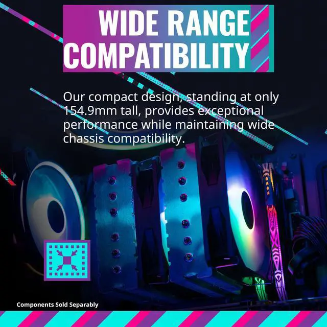 Alt view image 9 of 15 - Cooler Master Hyper 620S Dual Tower CPU Air Cooler, ARGB Sync, 120mm PWM Fan, 6 Copper Direct Contact Heat Pipes, 154.9mm Tall, Brackets AMD Ryzen AM5/AM4, Intel LGA 1851/1700/1200 (RR-D6NA-17PA-R1)