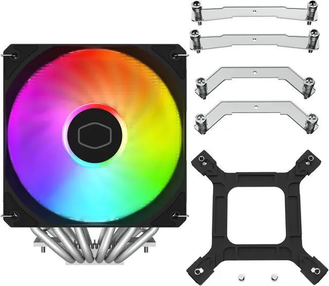 Alt view image 12 of 15 - Cooler Master Hyper 620S Dual Tower CPU Air Cooler, ARGB Sync, 120mm PWM Fan, 6 Copper Direct Contact Heat Pipes, 154.9mm Tall, Brackets AMD Ryzen AM5/AM4, Intel LGA 1851/1700/1200 (RR-D6NA-17PA-R1)