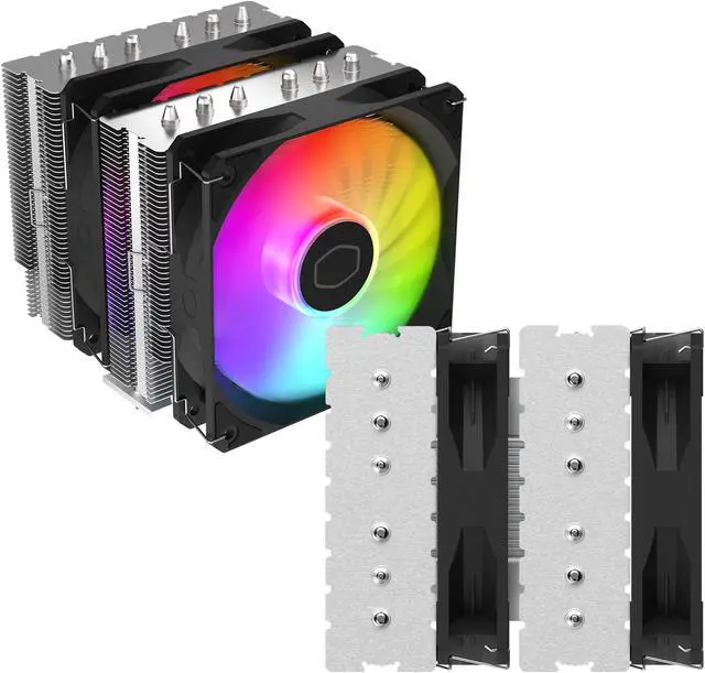 Alt view image 13 of 15 - Cooler Master Hyper 620S Dual Tower CPU Air Cooler, ARGB Sync, 120mm PWM Fan, 6 Copper Direct Contact Heat Pipes, 154.9mm Tall, Brackets AMD Ryzen AM5/AM4, Intel LGA 1851/1700/1200 (RR-D6NA-17PA-R1)
