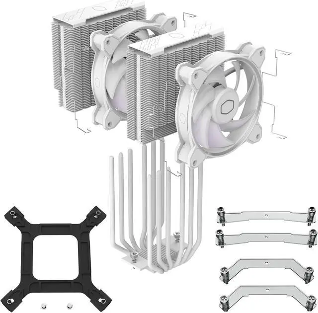 Alt view image 15 of 15 - Cooler Master Hyper 622 Halo White CPU Air Cooler, MF120 Halo² Fan, Dual Loop ARGB, Aluminum Top Cover, 6 Copper Heat Pipes, 154mm (H) for AMD Ryzen AM5/AM4, Intel LGA1700/1200 (RR-D6WW-20PA-R1)