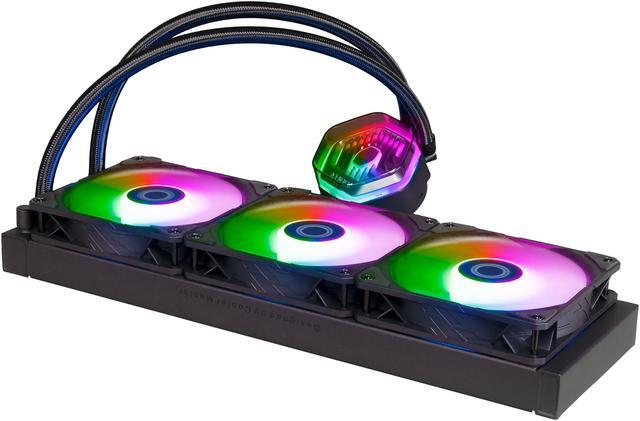 Alt view image 4 of 14 - Cooler Master MasterLiquid 360 Atmos ARGB Close-Loop AIO Liquid Cooler, Customize Pump, Sickleflow Edge PWM Fans, 360mm Radiator, CryoFuze, AMD AM5/AM4, Intel LGA 1851/1700/1200 (MLX-D36M-A25PZ-R1)