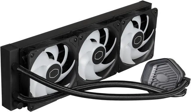 Alt view image 5 of 14 - Cooler Master MasterLiquid 360 Atmos ARGB Close-Loop AIO Liquid Cooler, Customize Pump, Sickleflow Edge PWM Fans, 360mm Radiator, CryoFuze, AMD AM5/AM4, Intel LGA 1851/1700/1200 (MLX-D36M-A25PZ-R1)