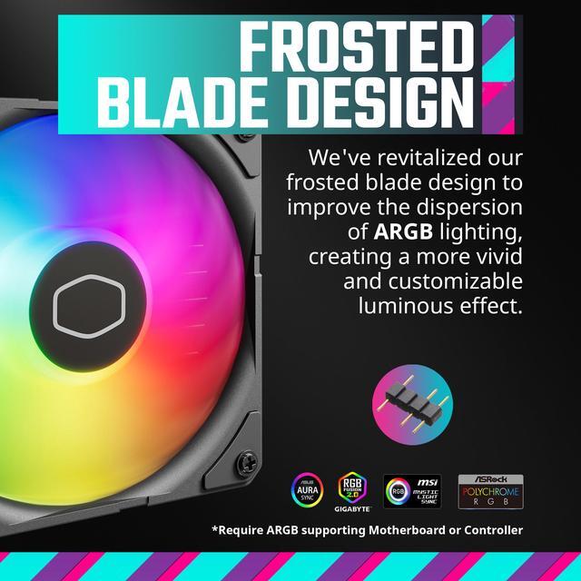 Alt view image 10 of 14 - Cooler Master MasterLiquid 240 Atmos ARGB AIO Liquid Cooler, Customize Pump, Sickleflow Edge PWM Fans, 360mm Radiator, CryoFuze, AMD Ryzen AM5/AM4, Intel LGA 1851/1700/1200 (MLX-D24M-A25PZ-R1)