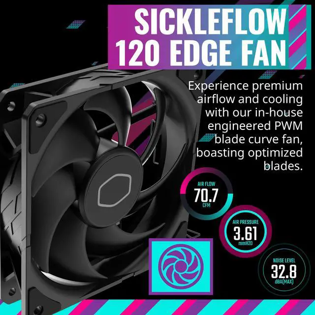 Alt view image 7 of 15 - Cooler Master Hyper 212 Black CPU Air Cooler, SickleFlow 120mm Fan, Aluminum Top Cover, 4 Copper Heat Pipes, CryoFuze, 152mm(H), Brackets AMD Ryzen AM5|AM4, Intel LGA 1851|1700|1200 (RR-S4KK-25SN-R1)