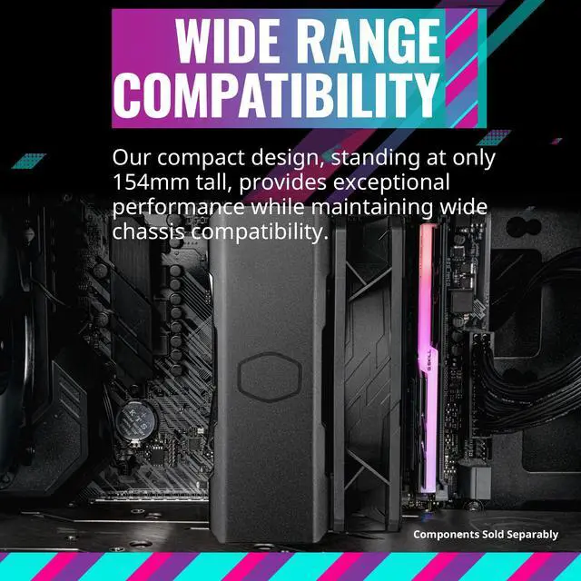 Alt view image 13 of 15 - Cooler Master Hyper 212 Black CPU Air Cooler, SickleFlow 120mm Fan, Aluminum Top Cover, 4 Copper Heat Pipes, CryoFuze, 152mm(H), Brackets AMD Ryzen AM5|AM4, Intel LGA 1851|1700|1200 (RR-S4KK-25SN-R1)