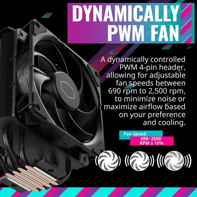Alt view image 14 of 15 - Cooler Master Hyper 212 Black CPU Air Cooler, SickleFlow 120mm Fan, Aluminum Top Cover, 4 Copper Heat Pipes, CryoFuze, 152mm(H), Brackets AMD Ryzen AM5|AM4, Intel LGA 1851|1700|1200 (RR-S4KK-25SN-R1)