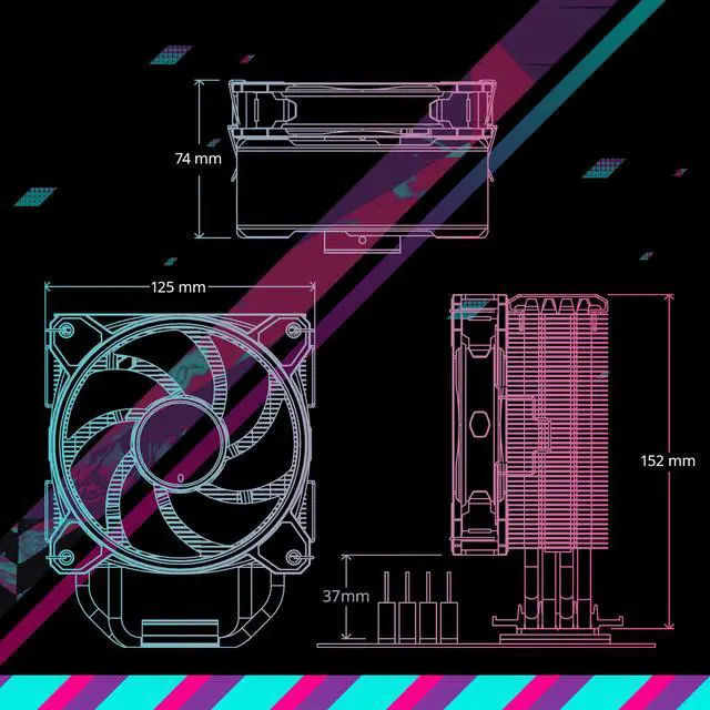Alt view image 15 of 15 - Cooler Master Hyper 212 Black CPU Air Cooler, SickleFlow 120mm Fan, Aluminum Top Cover, 4 Copper Heat Pipes, CryoFuze, 152mm(H), Brackets AMD Ryzen AM5|AM4, Intel LGA 1851|1700|1200 (RR-S4KK-25SN-R1)