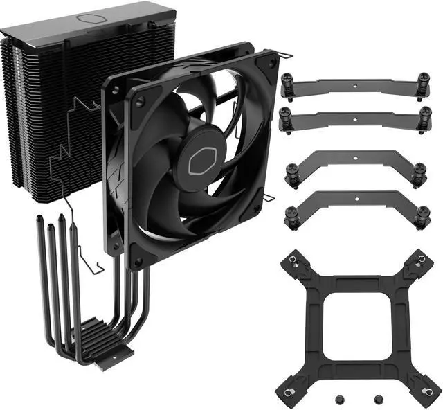 Alt view image 5 of 15 - Cooler Master Hyper 212 Black CPU Air Cooler, SickleFlow 120mm Fan, Aluminum Top Cover, 4 Copper Heat Pipes, CryoFuze, 152mm(H), Brackets AMD Ryzen AM5|AM4, Intel LGA 1851|1700|1200 (RR-S4KK-25SN-R1)