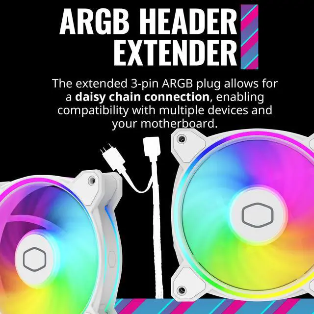 Alt view image 11 of 13 - Cooler Master MasterFan MF120 Halo² White 3in1 PC Case|Liquid Cooler|Air Cooler Fan, Dual Loop Gen 2 ARGB LEDs Rings, Dynamic PWM 120mm 2,050 RPM, Air Balance Blades, Hybrid Frame (MFL-B2DW-213P2-R2)