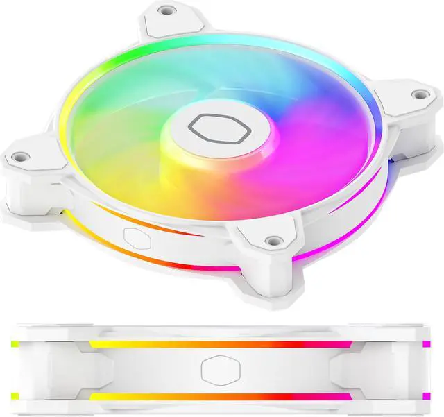 Alt view image 2 of 13 - Cooler Master MasterFan MF120 Halo² White 3in1 PC Case|Liquid Cooler|Air Cooler Fan, Dual Loop Gen 2 ARGB LEDs Rings, Dynamic PWM 120mm 2,050 RPM, Air Balance Blades, Hybrid Frame (MFL-B2DW-213P2-R2)
