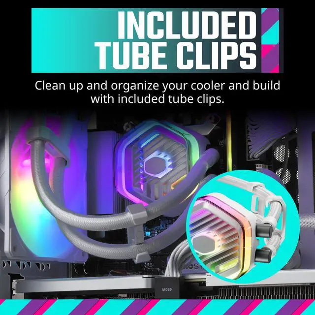 Alt view image 4 of 10 - CoolerMaster MasterLiquid 360 Atmos White ARGB Close-Loop AIO Liquid Cooler, Customize Pump, Sickleflow Edge PWM Fans, 360mm Radiator, CryoFuze, AMD Ryzen AM5/AM4, Intel LGA1700 (MLX-D36M-A25PZ-RW)