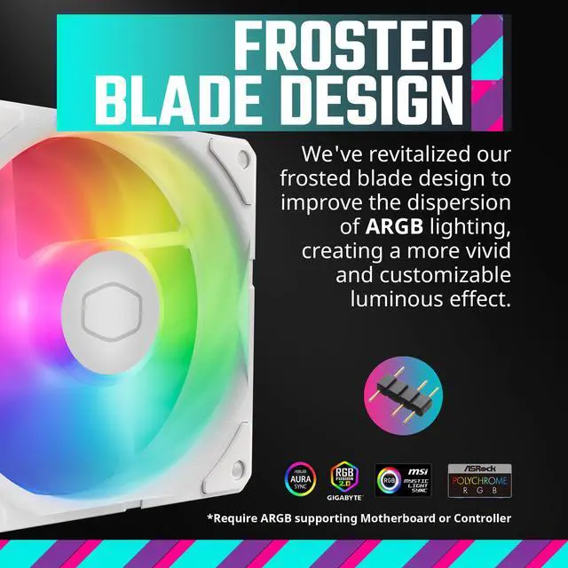 Alt view image 4 of 10 - CoolerMaster MasterLiquid 240 Atmos White ARGB Close-Loop AIO Liquid Cooler, Customize Pump, Sickleflow Edge PWM Fans, 240mm Radiator, CryoFuze, AMD Ryzen AM5/AM4, Intel LGA1700 (MLX-D24M-A25PZ-RW)