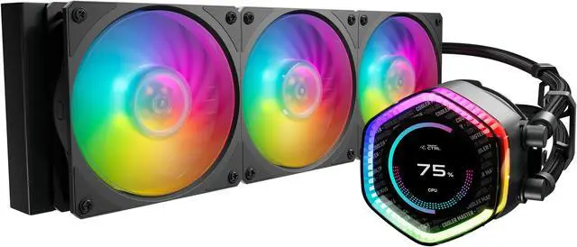 Main image of Cooler Master MasterLiquid 360 ION LCD Display Close-Loop AIO Liquid Cooler, 2.1" LCD Display, Gen X Dual Chamber Pump, Mobius 120P PWM Fans, ARGB Gen 2, 360mm, AMD AM5/AM4, Intel LGA1851/1700/1200