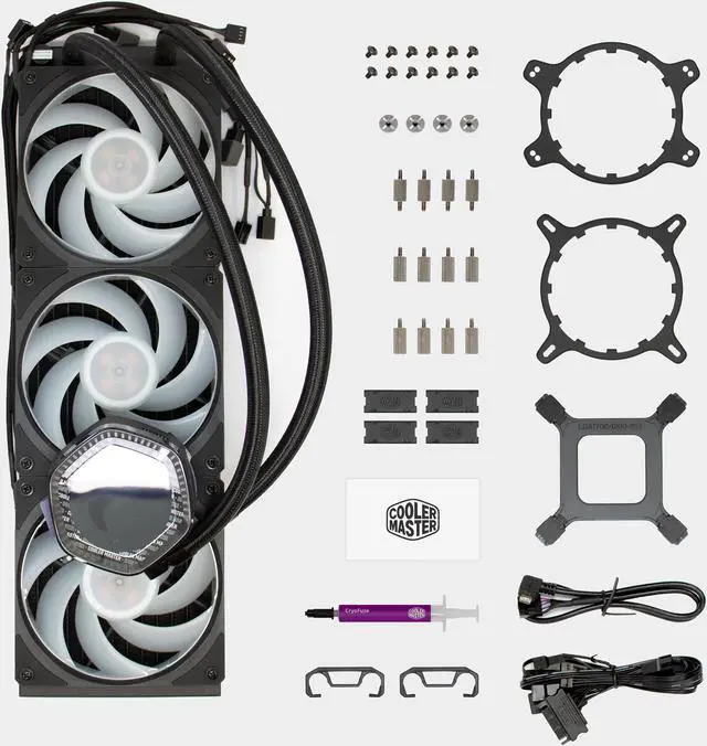 Alt view image 9 of 9 - Cooler Master MasterLiquid 360 ION LCD Display Close-Loop AIO Liquid Cooler, 2.1" LCD Display, Gen X Dual Chamber Pump, Mobius 120P PWM Fans, ARGB Gen 2, 360mm, AMD AM5/AM4, Intel LGA1851/1700/1200
