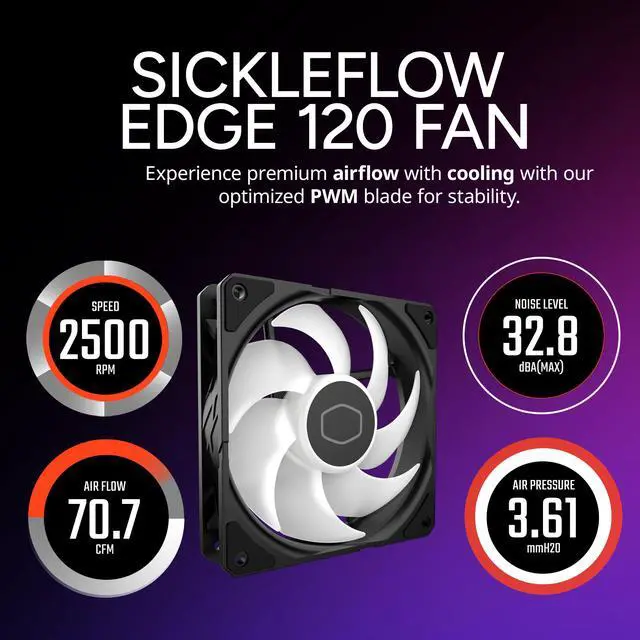 Alt view image 7 of 16 - Cooler Master Hyper 212 Pro CPU Air Cooler, SickleFlow Edge 120 PWM Fan, Superconductive Composite 4 Copper Heat Pipes, 152mm Tall, Sleek Top Cover, AMD Ryzen AM5|AM4, Intel LGA 1851|1700 Brackets
