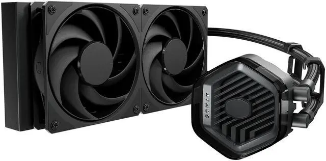 Main image of Cooler Master 240 Atmos Stealth High Performance Close-Loop AIO Liquid Cooler, R9|i7 Dual Chamber Pump, Customize Cover, Mobius 120, AMD Ryzen AM5|4, Intel LGA 1851|1700 Platform