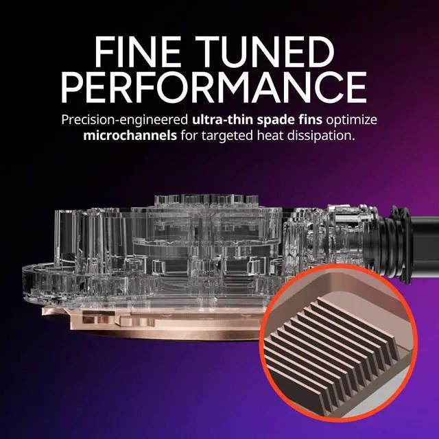 Alt view image 6 of 11 - Cooler Master 240 Atmos Stealth High Performance Close-Loop AIO Liquid Cooler, R9|i7 Dual Chamber Pump, Customize Cover, Mobius 120, AMD Ryzen AM5|4, Intel LGA 1851|1700 Platform
