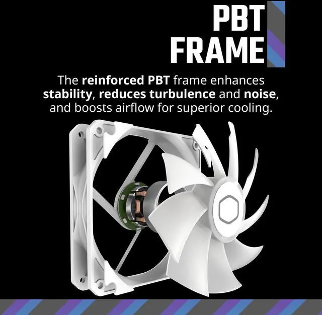 Alt view image 9 of 12 - Cooler Master MF120 Lite White PC Case|Liquid Cooler|Air Cooler Fan, 120mm aRGB lighting, Dynamic PWM 1,750 RPM, Air Balance Blades, Hybrid | PBT Frame