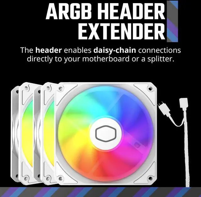 Alt view image 11 of 12 - Cooler Master MF120 Lite White PC Case|Liquid Cooler|Air Cooler Fan, 120mm aRGB lighting, Dynamic PWM 1,750 RPM, Air Balance Blades, Hybrid | PBT Frame