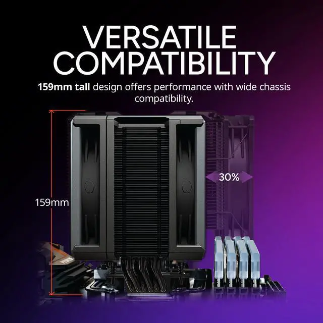 Alt view image 15 of 16 - Cooler Master Hyper 612 APEX CPU Air Cooler, Dual Mobius 120 PWM Fan, Superconductive Composite 6 Copper Heat Pipes, 159mm Tall, Sleek Top Cover, AMD Ryzen AM5|AM4, Intel LGA 1851|1700 Brackets