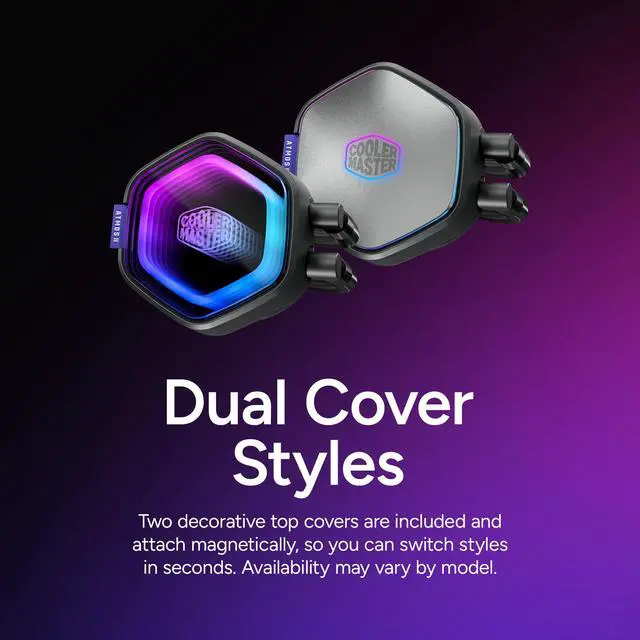 Alt view image 3 of 14 - Cooler Master Atmos II 360 LCD FreeForm 2.0  AIO CPU Liquid Cooler, LCD Panel, Dual Chamber Pump, 400mm Tubing, SickleFlow Edge 360 ARGB PWM, R9|Ultra 9, AMD Ryzen AM5, Intel LGA 1851 Platform