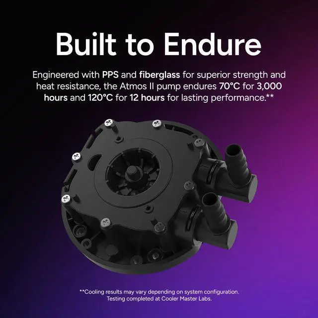 Alt view image 6 of 14 - Cooler Master Atmos II 360 LCD FreeForm 2.0  AIO CPU Liquid Cooler, LCD Panel, Dual Chamber Pump, 400mm Tubing, SickleFlow Edge 360 ARGB PWM, R9|Ultra 9, AMD Ryzen AM5, Intel LGA 1851 Platform