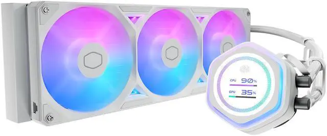 Main image of Cooler Master Atmos II 360 White LCD FreeForm 2.0  AIO CPU Liquid Cooler, LCD Panel, Dual Chamber Pump, 400mm Tubing, SickleFlow Edge 360 ARGB PWM, R9|Ultra 9, AMD Ryzen AM5, Intel LGA 1851 Platform