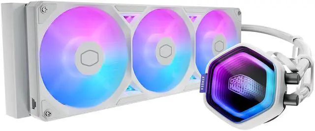 Alt view image 2 of 6 - Cooler Master Atmos II 360 White LCD FreeForm 2.0  AIO CPU Liquid Cooler, LCD Panel, Dual Chamber Pump, 400mm Tubing, SickleFlow Edge 360 ARGB PWM, R9|Ultra 9, AMD Ryzen AM5, Intel LGA 1851 Platform