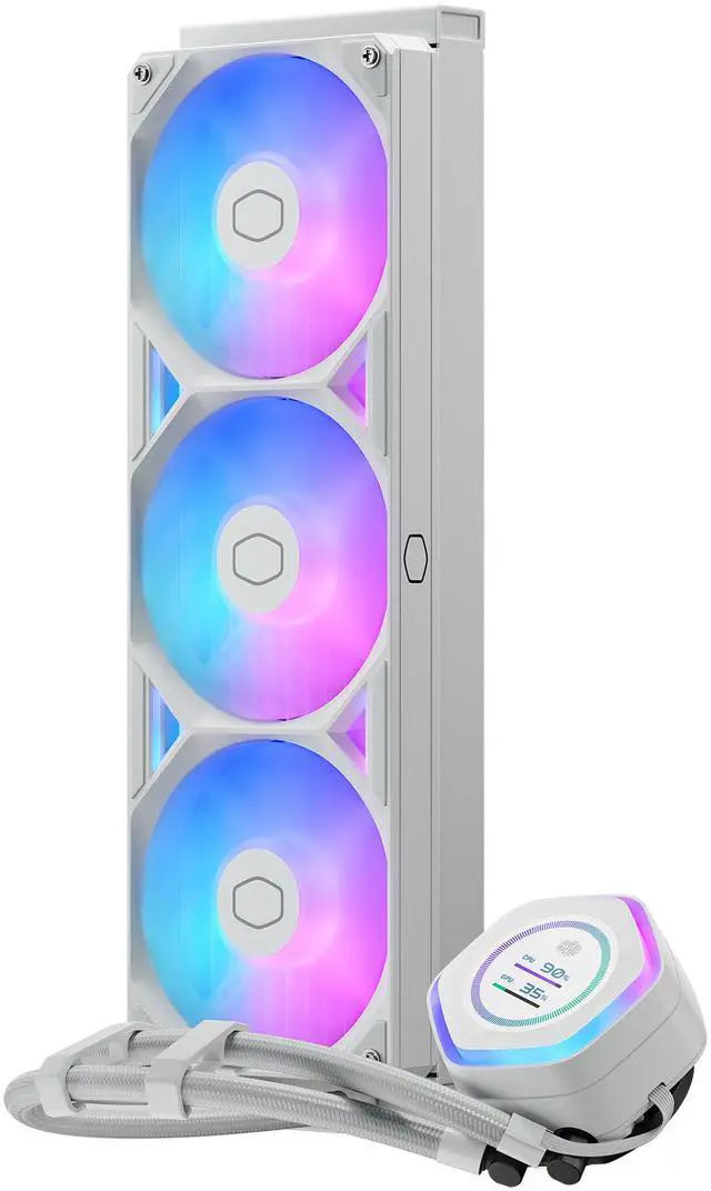 Alt view image 4 of 6 - Cooler Master Atmos II 360 White LCD FreeForm 2.0  AIO CPU Liquid Cooler, LCD Panel, Dual Chamber Pump, 400mm Tubing, SickleFlow Edge 360 ARGB PWM, R9|Ultra 9, AMD Ryzen AM5, Intel LGA 1851 Platform