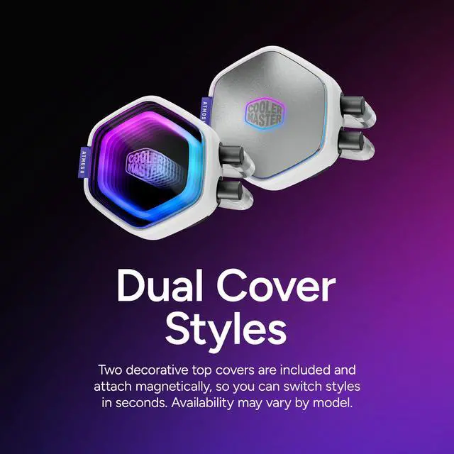 Alt view image 3 of 14 - Cooler Master Atmos II 360 VRM Fan FreeForm 2.0  AIO CPU Liquid Cooler, VRM Fan, Dual Chamber Pump, 400mm Tubing, SickleFlow Edge 360 ARGB PWM, R9|Ultra 9, AMD Ryzen AM5, Intel LGA 1851 Platform