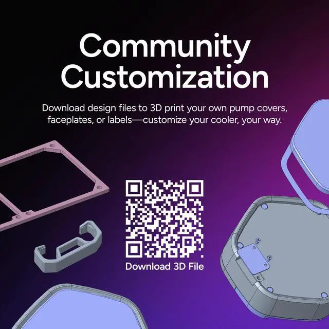 Alt view image 4 of 14 - Cooler Master Atmos II 360 White VRM Fan FreeForm 2.0  AIO CPU Liquid Cooler, VRM Fan, Dual Chamber Pump, 400mm Tubing, SickleFlow Edge 360 ARGB PWM, R9|Ultra 9, AMD Ryzen AM5, Intel LGA 1851 Platform