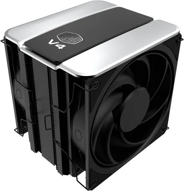 Main image of Cooler Master V4 Alpha 3DHP Black CPU Air Cooler, Alpha 3DHP Heat Pipe Technology, Dual Mobius 120 PWM Fans, Quiet Operation, Easy Install, AMD Ryzen 9 AM5|4, Intel Ultra 9 LGA 1851|1700