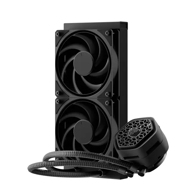 Alt view image 2 of 6 - Cooler Master Atmos II Stealth 240 AIO Liquid CPU Cooler, Thicker Radiator AMD AM5/AM4 & Intel LGA1851/1700 Support Cooler, VRM Fan Kit, Dual Chamber Pump, Quiet Mobius 120P PWM Fan, Easy Installation