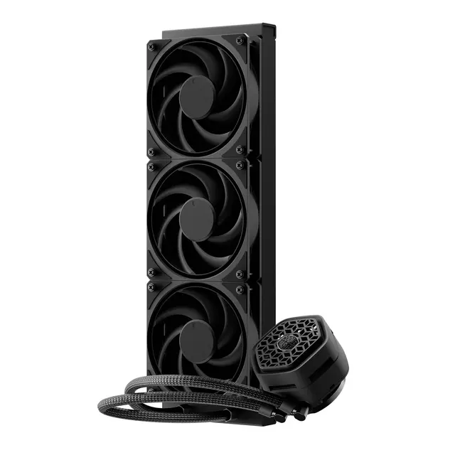 Alt view image 2 of 6 - Master Atmos II Stealth 360 AIO Liquid CPU Cooler, Thicker Radiator AMD AM5/AM4 & Intel LGA1851/1700 Support Cooler, VRM Fan Kit, Dual Chamber Pump, Quiet Mobius 120P PWM Fan, Easy Installation