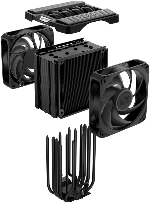 Alt view image 2 of 19 - Cooler Master V8 ACE 3DHP Intel CPU Air Cooler, Single-Tower, Dual PWM Fans, Intel LGA1851 Support Cooler, 3DHP Cooling, LCP Blades, Quiet Dual 120mm PWM Fans, Single-Tower Design, Easy Installation