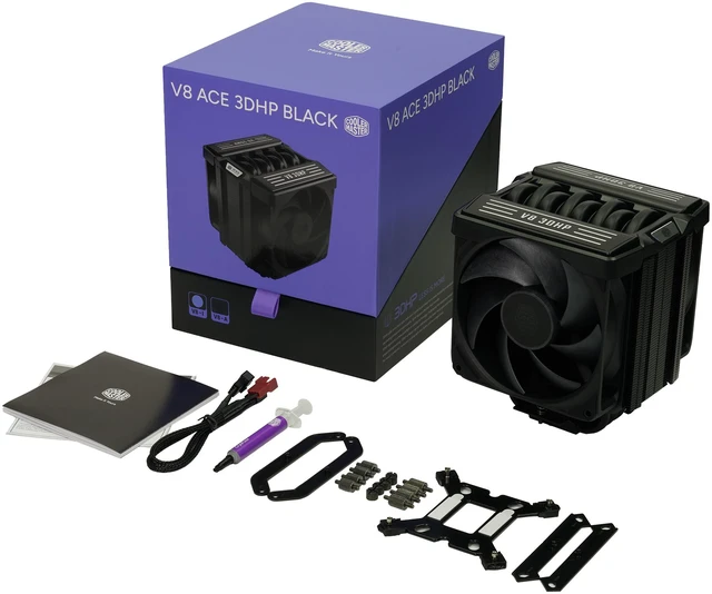 Alt view image 9 of 19 - Cooler Master V8 ACE 3DHP Intel CPU Air Cooler, Single-Tower, Dual PWM Fans, Intel LGA1851 Support Cooler, 3DHP Cooling, LCP Blades, Quiet Dual 120mm PWM Fans, Single-Tower Design, Easy Installation