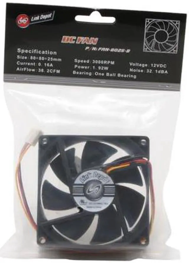 Alt view image 3 of 3 - Link Depot FAN-8025-B 80mm Case Fan