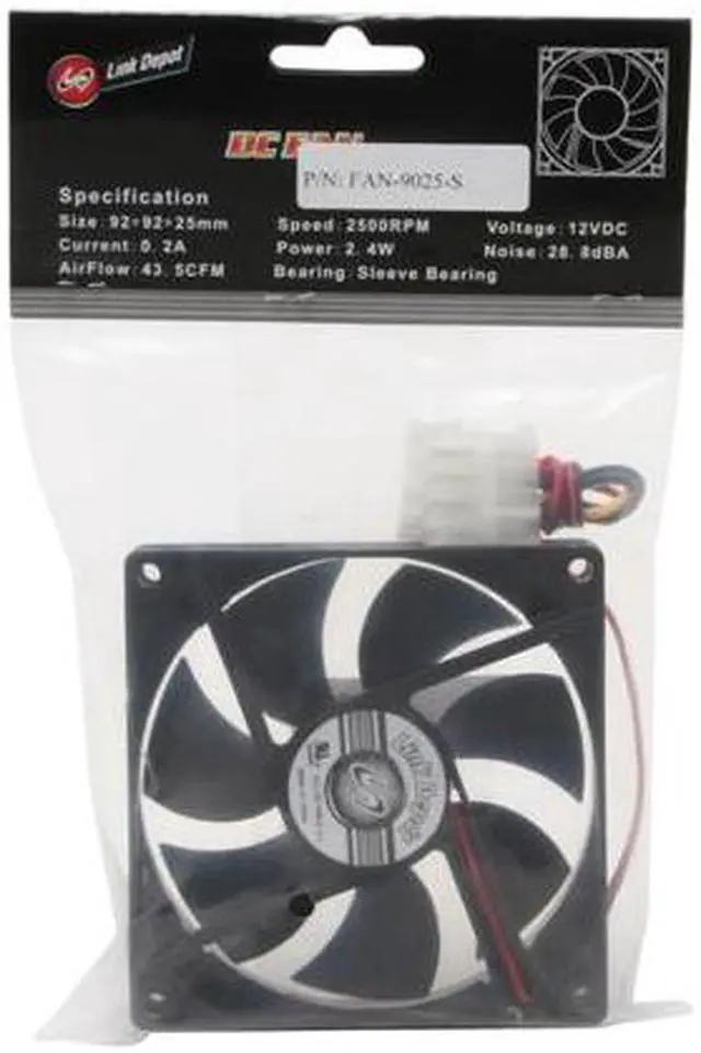Alt view image 3 of 3 - Link Depot FAN-9025-S 92mm Case Cooling Fan