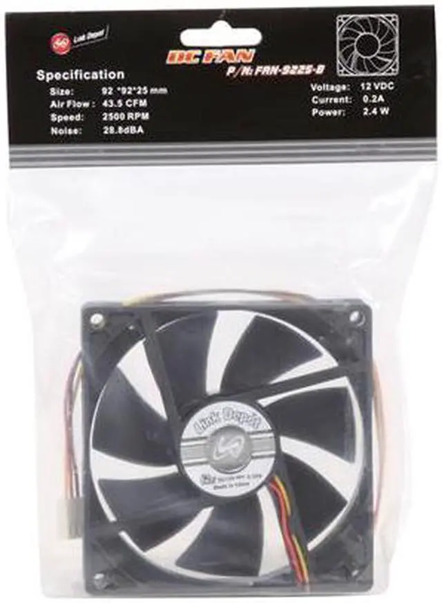 Alt view image 4 of 4 - Link Depot FAN-9225-B 92mm Case Cooling Fan