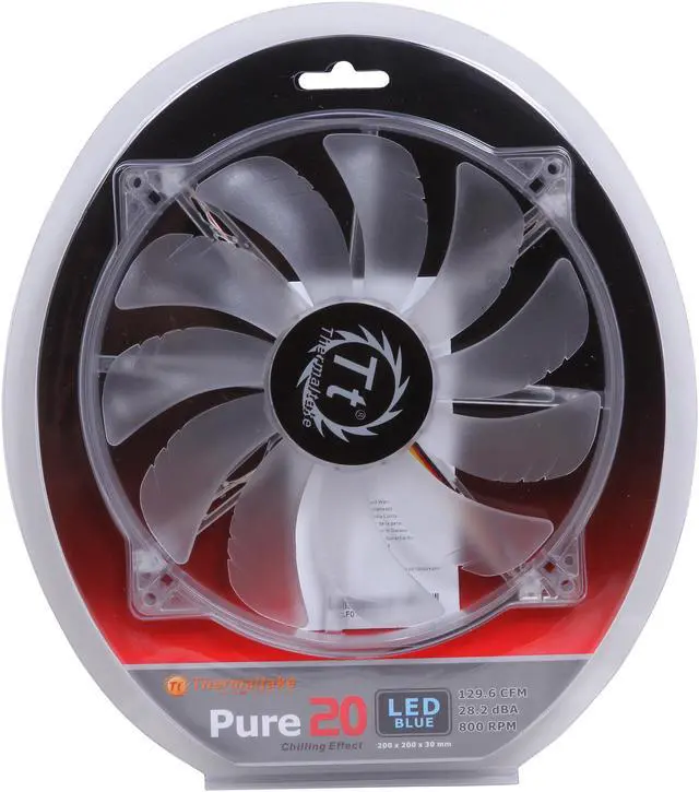 Alt view image 4 of 4 - Thermaltake CL-F016-PL20BU-A 200 mm Blue LED Pure Series Quiet High Airflow Case Fan