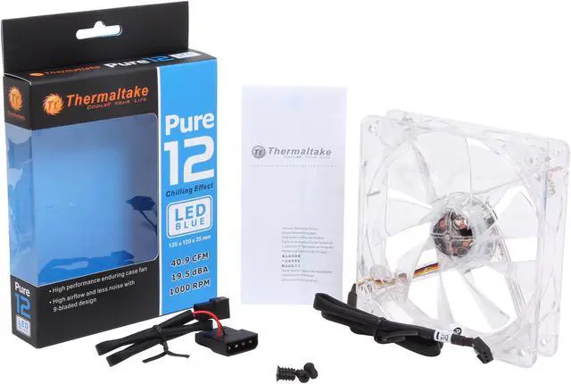 Alt view image 5 of 5 - Thermaltake PURE 12 BLUE LED CL-F012-PL12BU-A Pure Series Quiet High Airflow Case Fan