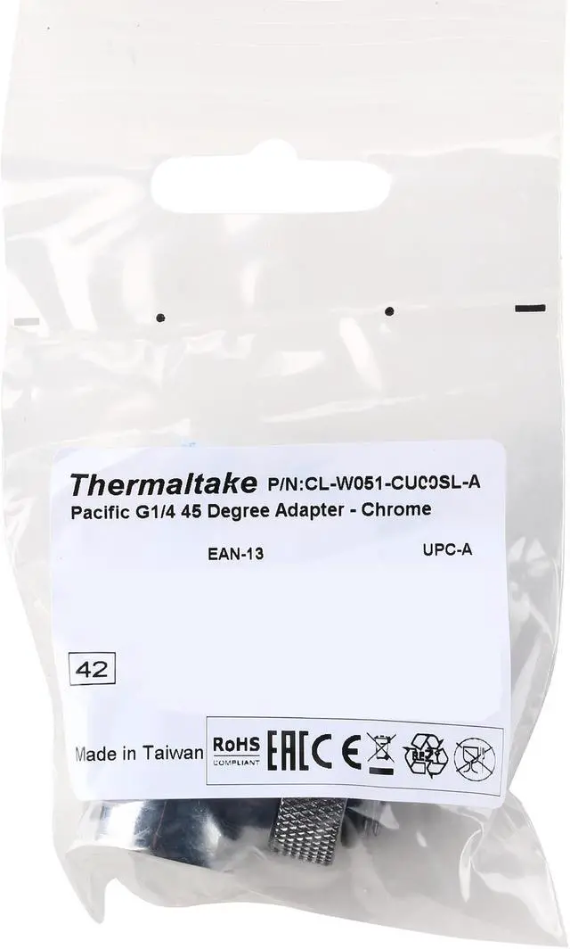 Alt view image 4 of 4 - Thermaltake CL-W051-CU00SL-A Pacific DIY LCS Chrome G1/4 45 Degree Adapter Fitting