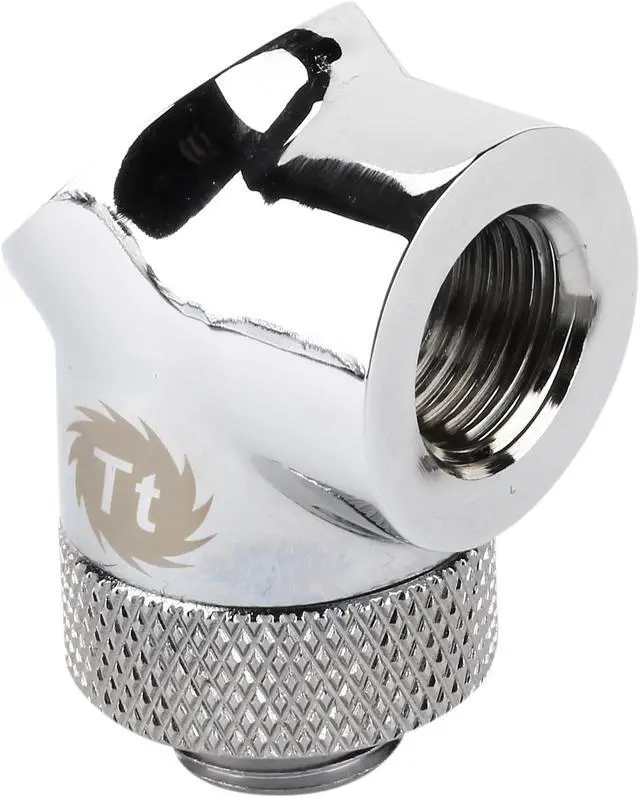 Alt view image 2 of 4 - Thermaltake Pacific CL-W053-CU00SL-A Pacific DIY LCS Chrome G1/4 45 & 90 Degree Adapter Fitting