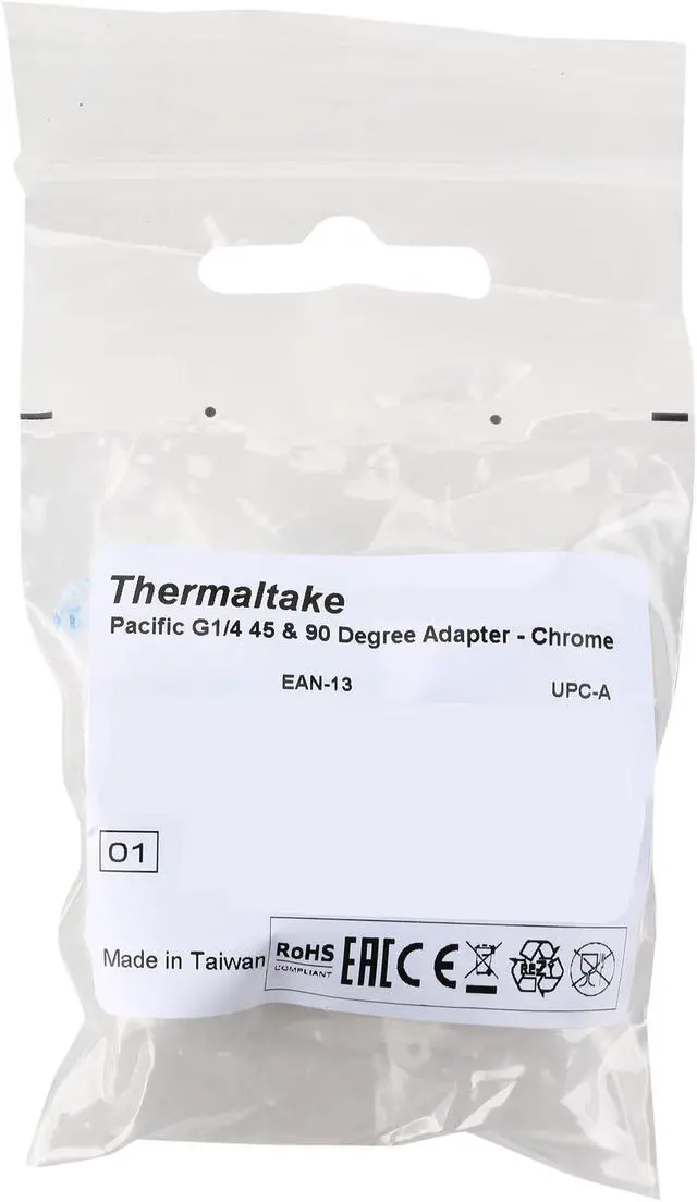 Alt view image 4 of 4 - Thermaltake Pacific CL-W053-CU00SL-A Pacific DIY LCS Chrome G1/4 45 & 90 Degree Adapter Fitting