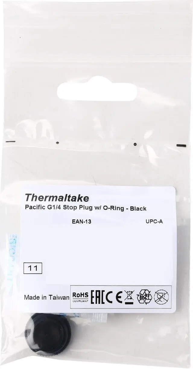 Alt view image 3 of 3 - Thermaltake Pacific CL-W035-CU00BL-A Pacific DIY LCS Black G1/4 Stop Plug Fitting